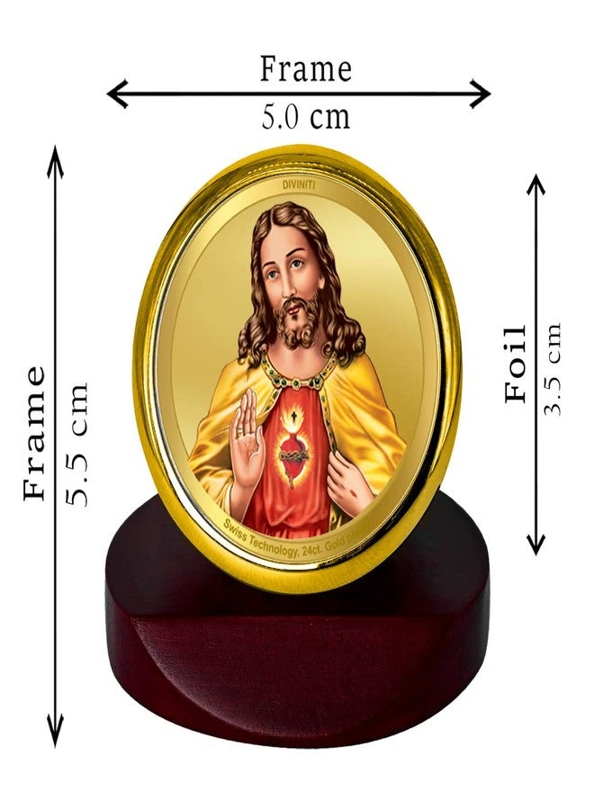 DIVINITI 24K Gold Plated Foil Jesus Christ Photo Frame for Car Dashboard, Car Idol, Table Décor|Religious Prayer MCF 1C Gold Frame for Gift (5.5x5.0 cm) - Image 5